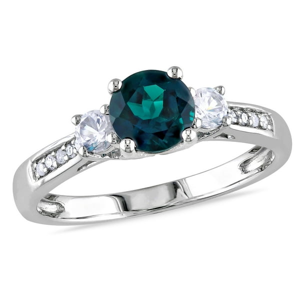1/8 TDW White Gold Genuine Emerald and Diamond Ring 1/8 TDW White Gold Genuine Emerald and Diamond Ring